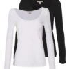 Anna Field 2 PackMaglietta A Manica LungaBlack/White Donna T-shirt E Top AN621D0PG-Q12