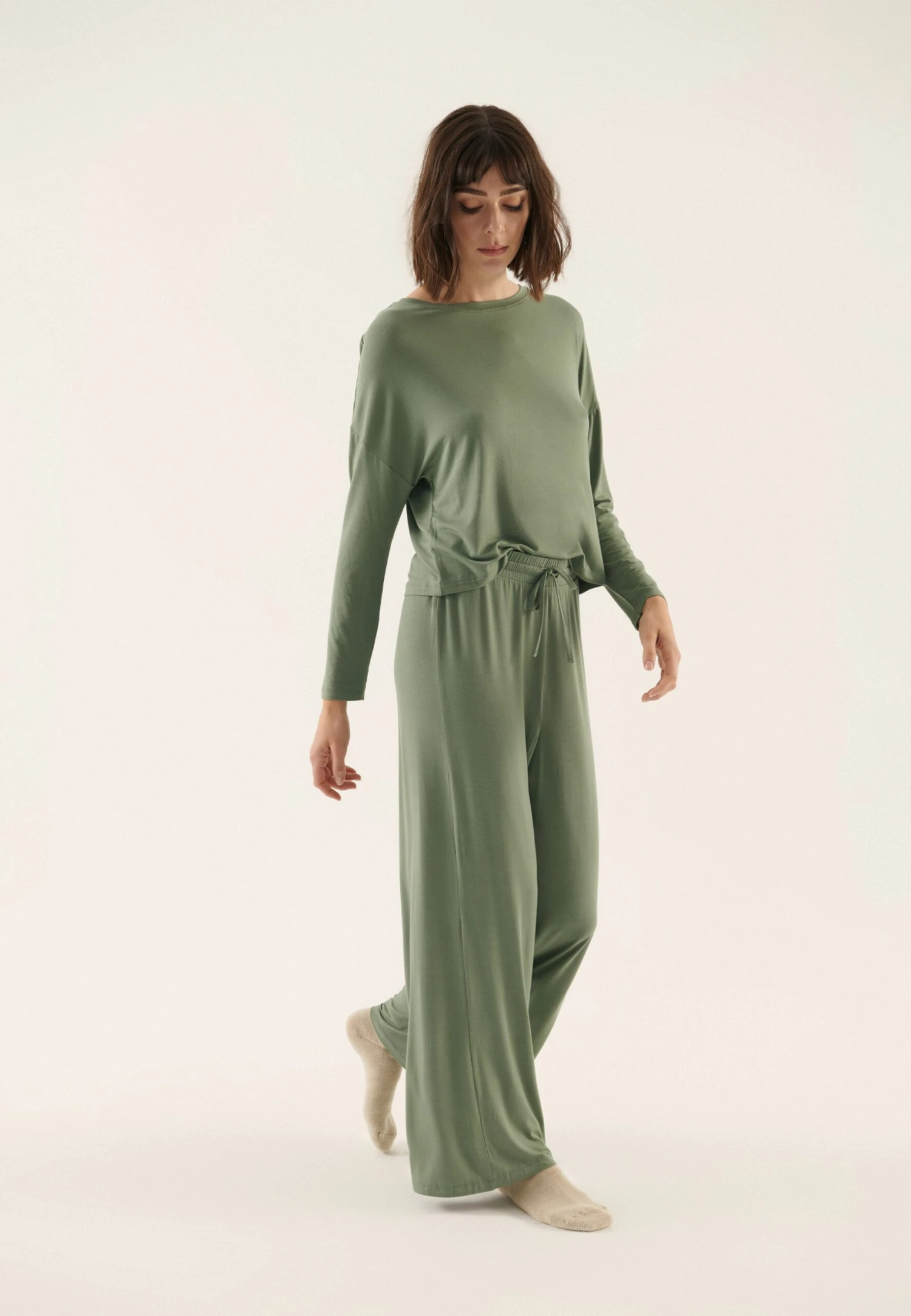 Wide Leg - Pigiama - Khaki