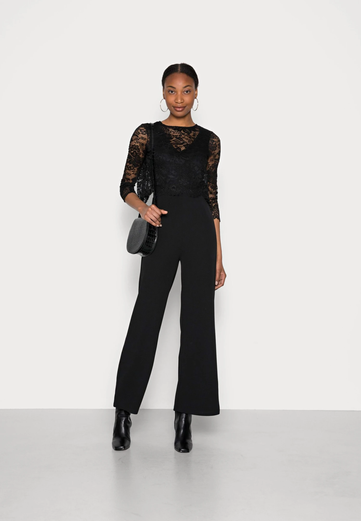 Occasion SetDetacheable Lace Top With V Neck Sleeveless JumpsuitTuta JumpsuitBlack Donna Tute jumpsuit AN621T024-Q11